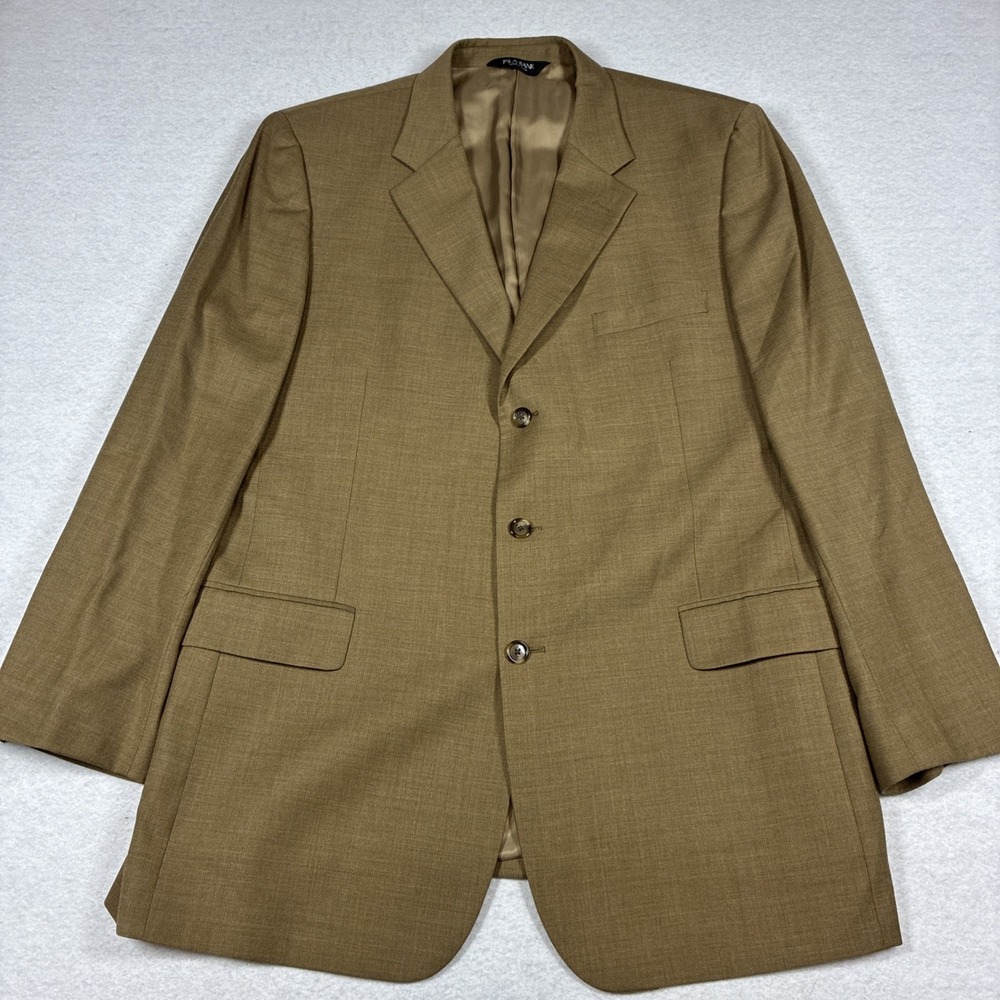 Jos. A Bank Men's Brown Gold Wool Blazer Suit Jacket 46L Formal Office
